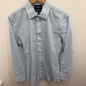 Bonobos Men's Plaid Light Blue Dress Shirt - Tailored Fit, size: 16-36